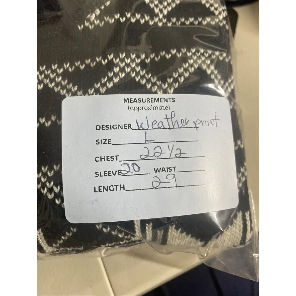 Weatherproof Mens Fair Isle Sweater Navy Fair Isle Crew-neck‎ Sweater Size Large